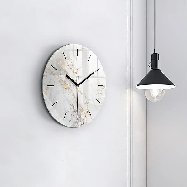 Wanduhr glas rund Dekorativer Marmor