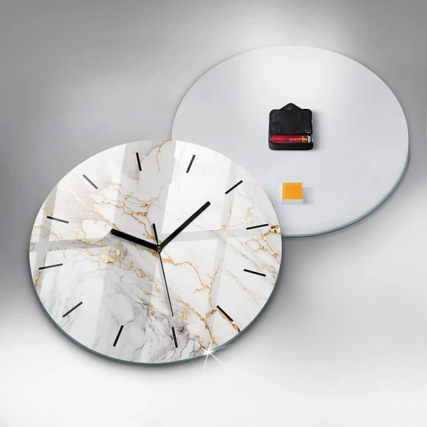 Wanduhr glas rund Dekorativer Marmor