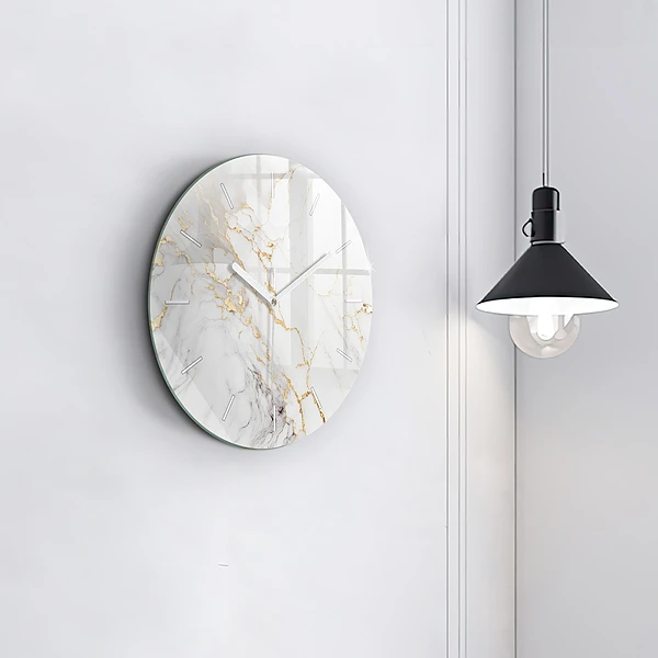 Wanduhr glas rund Dekorativer Marmor