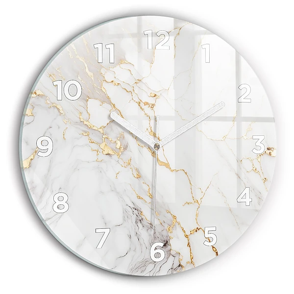 Wanduhr glas rund Dekorativer Marmor