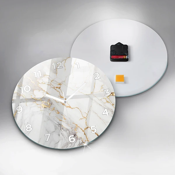 Wanduhr glas rund Dekorativer Marmor