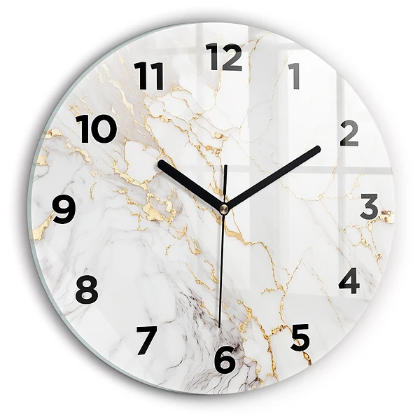 Wanduhr glas rund Dekorativer Marmor