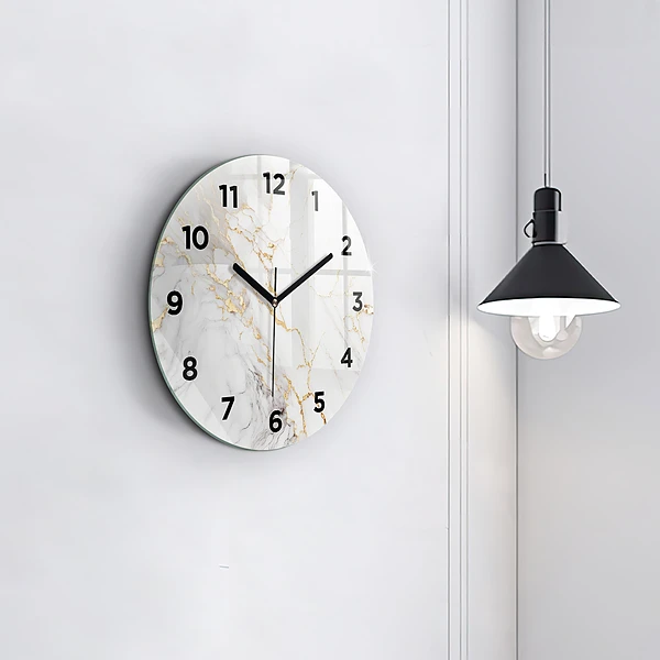 Wanduhr glas rund Dekorativer Marmor