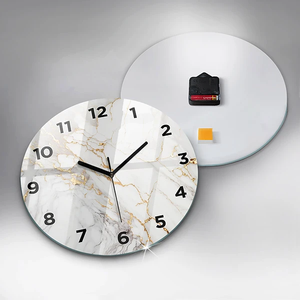 Wanduhr glas rund Dekorativer Marmor