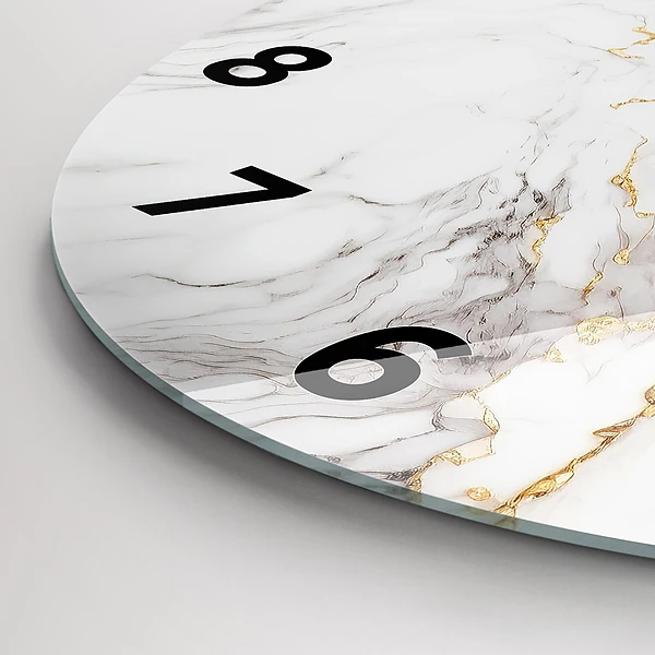 Wanduhr glas rund Dekorativer Marmor