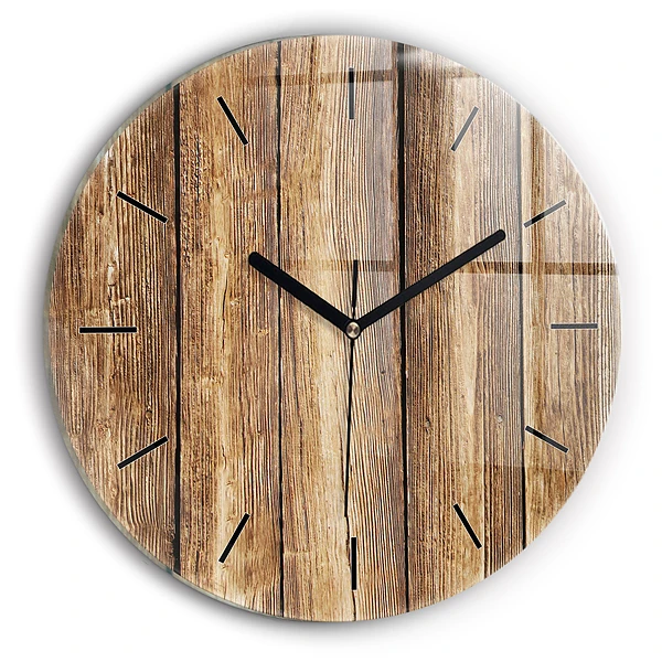Wanduhr glas rund Hölzerne Bretter