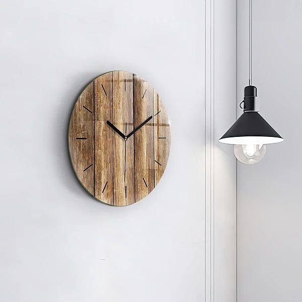 Wanduhr glas rund Hölzerne Bretter