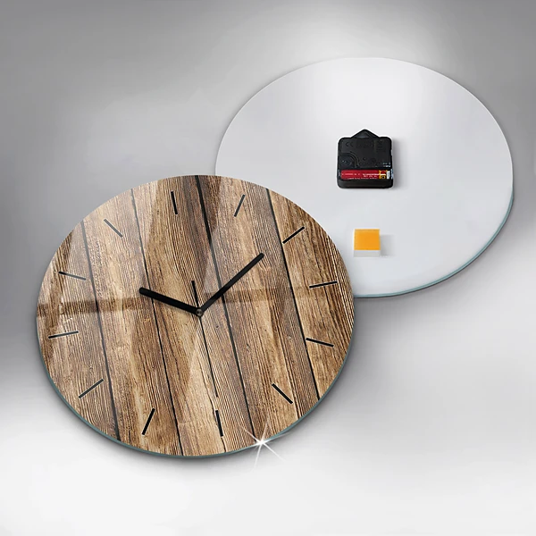Wanduhr glas rund Hölzerne Bretter