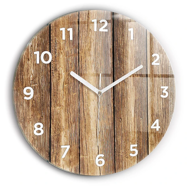 Wanduhr glas rund Hölzerne Bretter