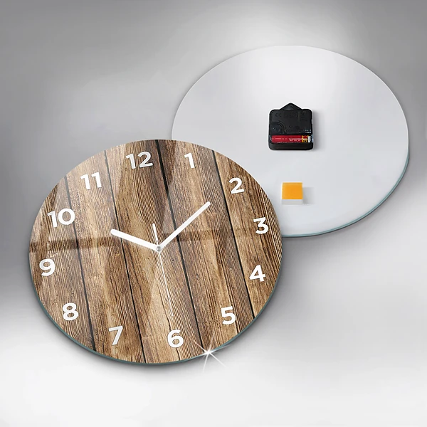 Wanduhr glas rund Hölzerne Bretter
