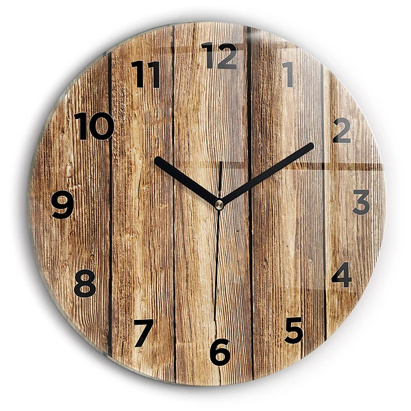 Wanduhr glas rund Hölzerne Bretter