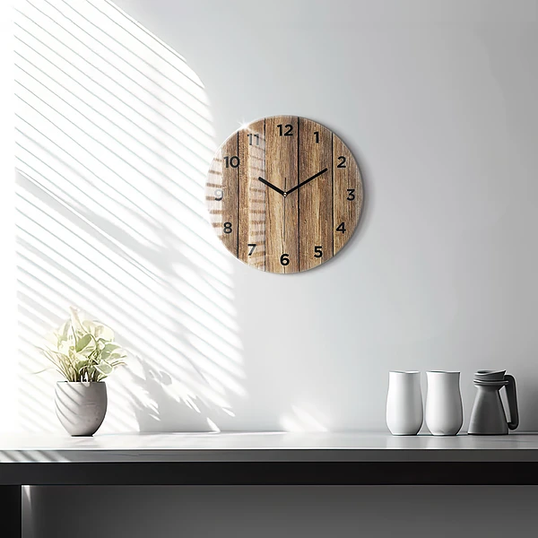 Wanduhr glas rund Hölzerne Bretter