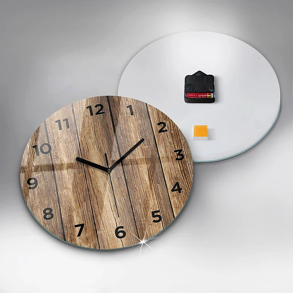Wanduhr glas rund Hölzerne Bretter