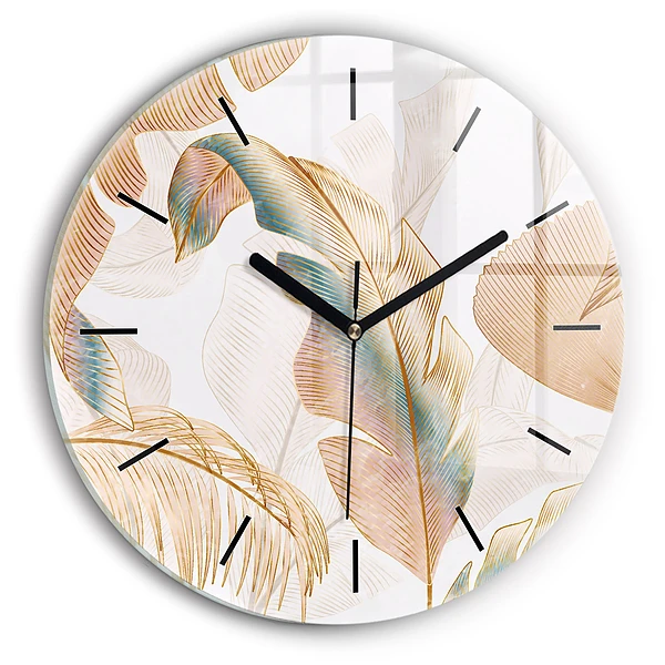 Wanduhr rund Blattmuster Natur
