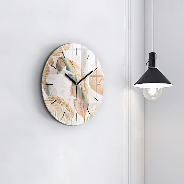 Wanduhr rund Blattmuster Natur