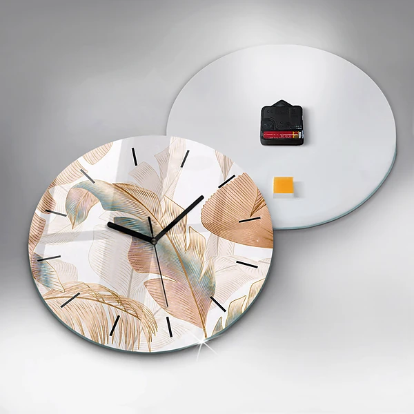 Wanduhr rund Blattmuster Natur