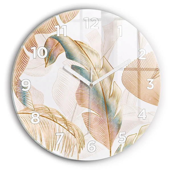 Wanduhr rund Blattmuster Natur