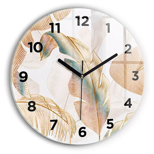 Wanduhr rund Blattmuster Natur