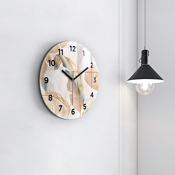 Wanduhr rund Blattmuster Natur