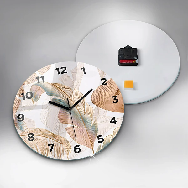 Wanduhr rund Blattmuster Natur