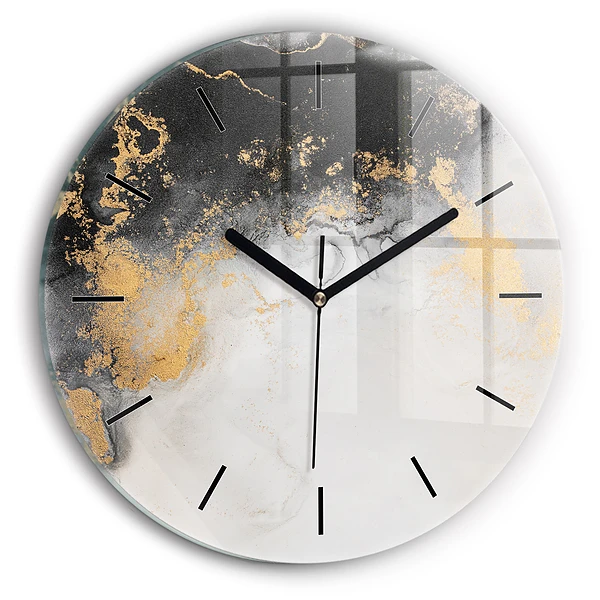 Wanduhr glas rund Marmor-Kunst