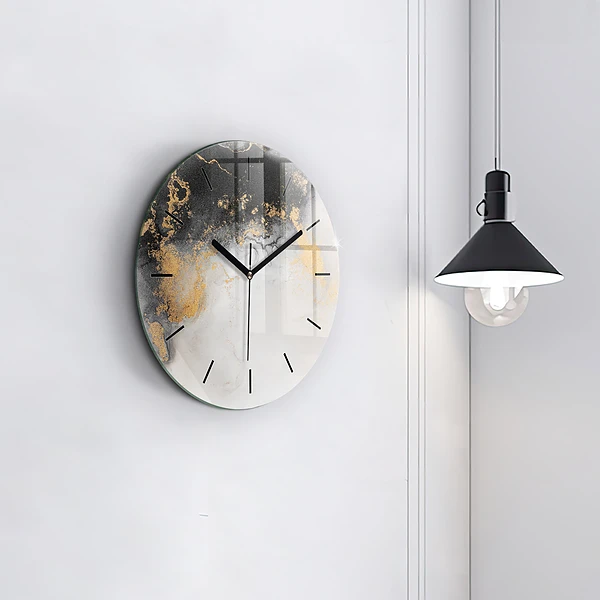 Wanduhr glas rund Marmor-Kunst