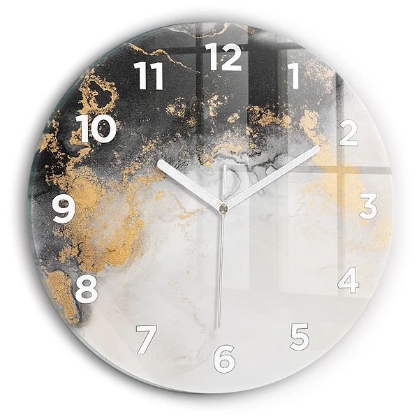 Wanduhr glas rund Marmor-Kunst