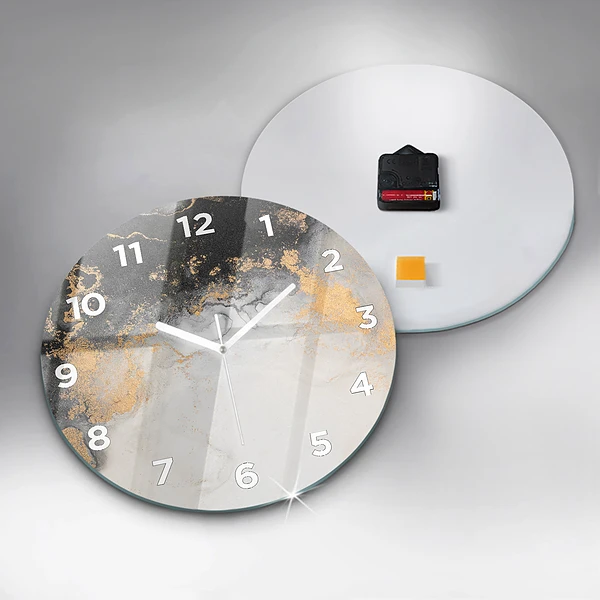 Wanduhr glas rund Marmor-Kunst