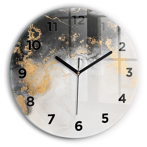 Wanduhr glas rund Marmor-Kunst