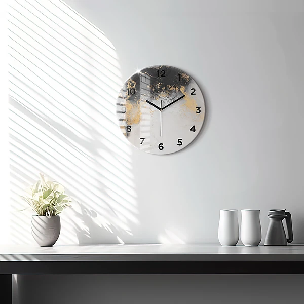 Wanduhr glas rund Marmor-Kunst