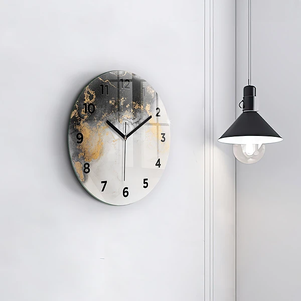 Wanduhr glas rund Marmor-Kunst