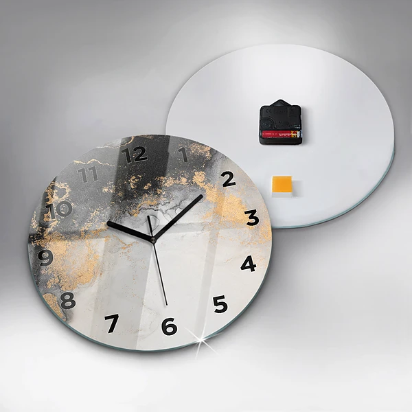 Wanduhr glas rund Marmor-Kunst