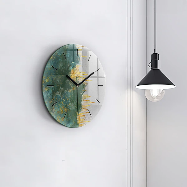 Wanduhr glas rund Dekoratives Muster