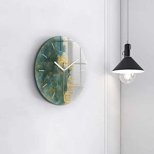 Wanduhr glas rund Dekoratives Muster