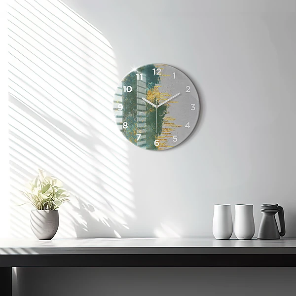 Wanduhr glas rund Dekoratives Muster