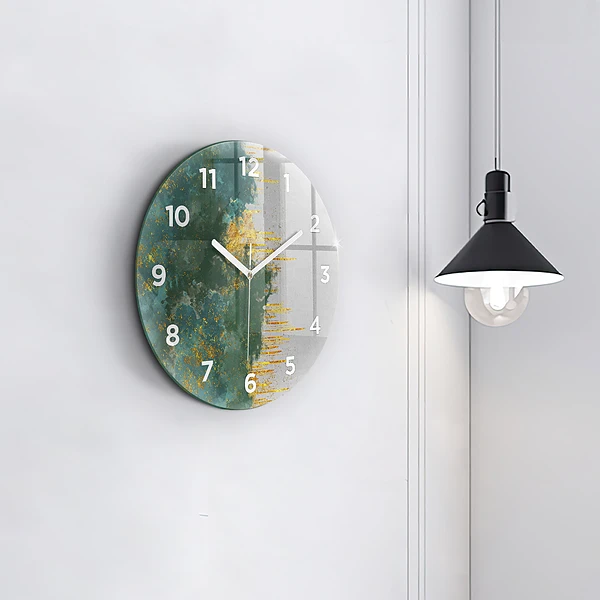 Wanduhr glas rund Dekoratives Muster