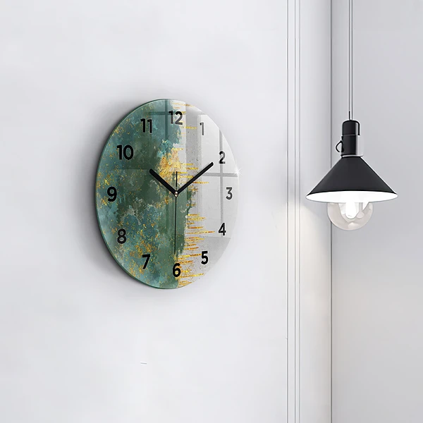 Wanduhr glas rund Dekoratives Muster
