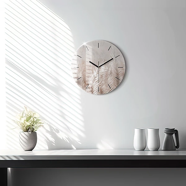 Wanduhr rund mit motiv Tropische Blätter