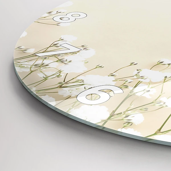 Wanduhr glas rund Blühende Blumen