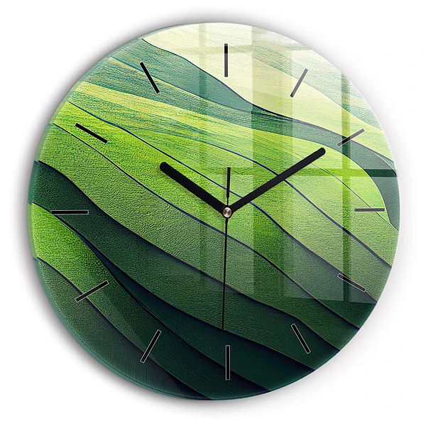 Wanduhr rund mit motiv Abstrakte grüne Felder