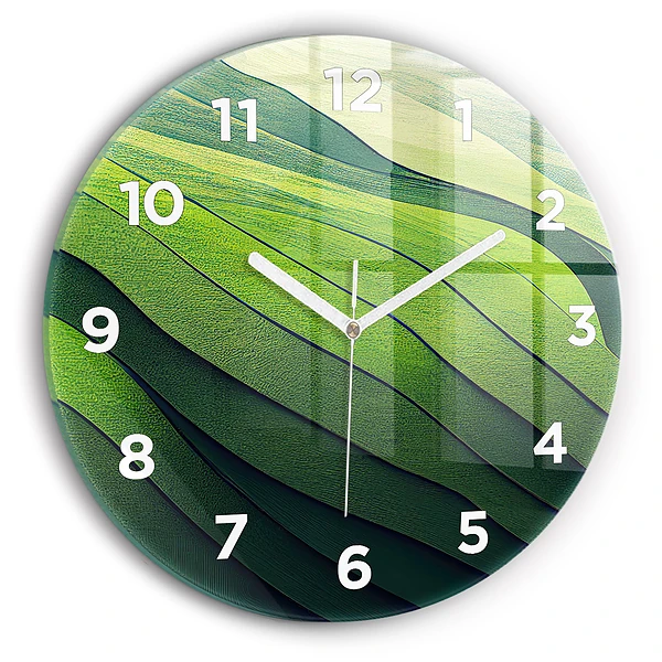 Wanduhr rund mit motiv Abstrakte grüne Felder