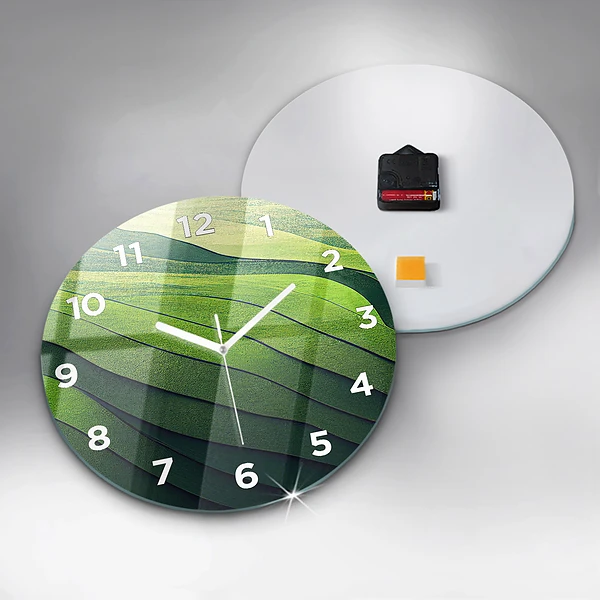 Wanduhr rund mit motiv Abstrakte grüne Felder