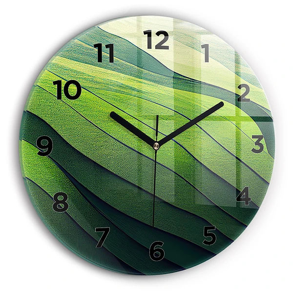 Wanduhr rund mit motiv Abstrakte grüne Felder