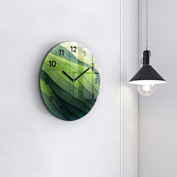 Wanduhr rund mit motiv Abstrakte grüne Felder