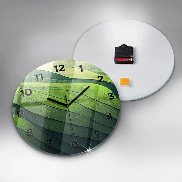 Wanduhr rund mit motiv Abstrakte grüne Felder