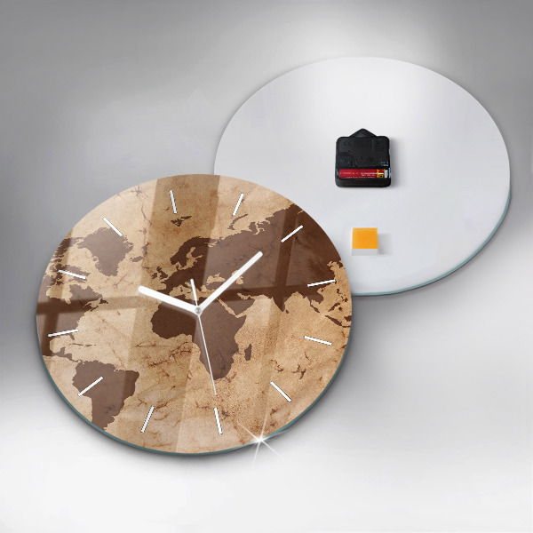 Wanduhr rund Alte Weltkarte