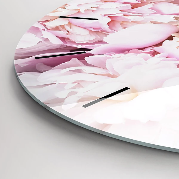Wanduhr glas rund Dekorative Blumen