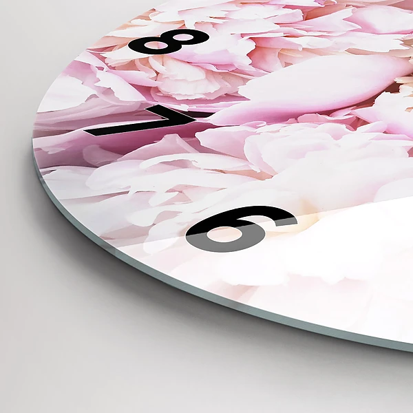 Wanduhr glas rund Dekorative Blumen