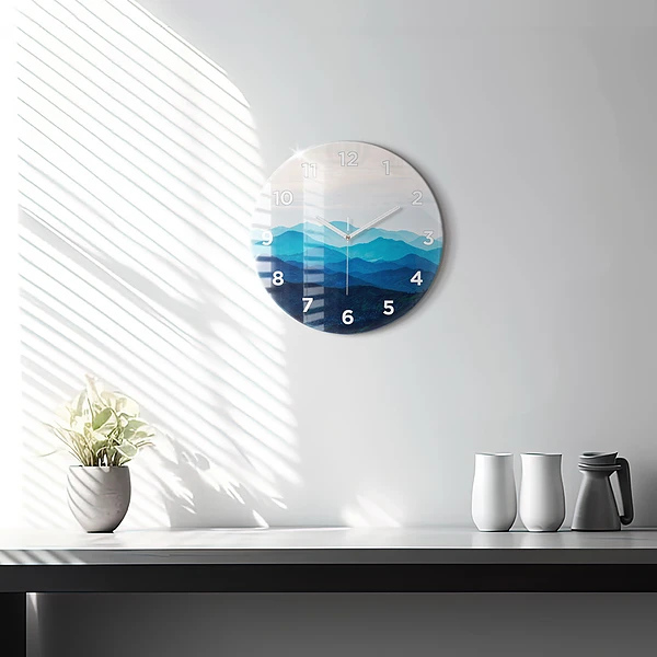 Wanduhr rund Aquarell Berg