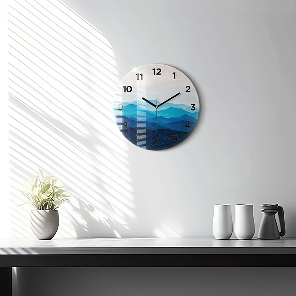 Wanduhr rund Aquarell Berg